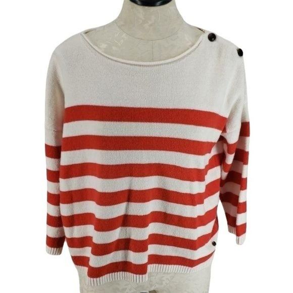 H&M Label of Graded Goods red white striped small quarter sleeveSweater - Picture 1 of 8